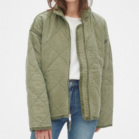 GAP Jackets & Blazers - GAP Quilted Jacket Army Green Free People Dolman Dupe Size Extra Small